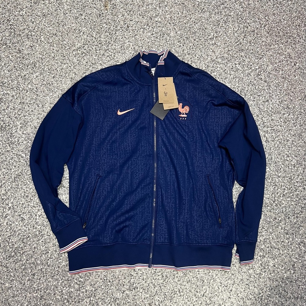 Nike FFF Academy Pro Soccer Anthem Track Jacket Mens L Blue France FZ9390-492